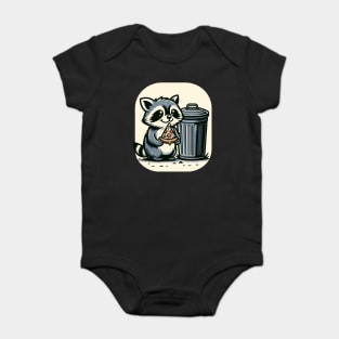 Cute Raccoon eating Pizza, Love Raccoons Baby Bodysuit